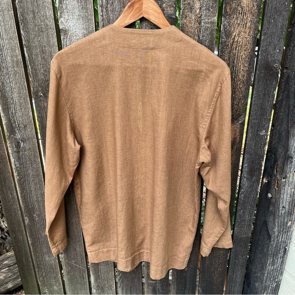 Casual Corner Brown Linen Rayon Collarless Button Blazer Jacket Sz 4 - Picture 4 of 10